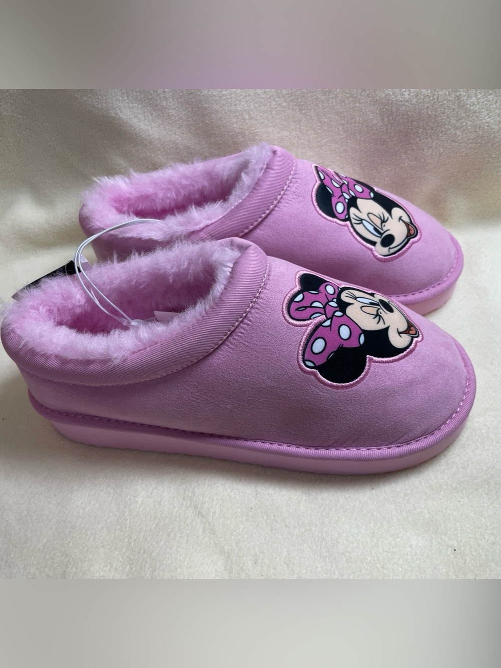 Disney Kids Minnie Mouse Pink Clog Slippers with Faux Fur Lining Avail: 2, 3